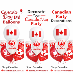 Canada Day balloons red white maple leaf balloons For the Love of Canada party balloons Canada decorations