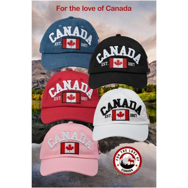 Baseball Caps Unisex adjustable Embroidered Canada Flag.