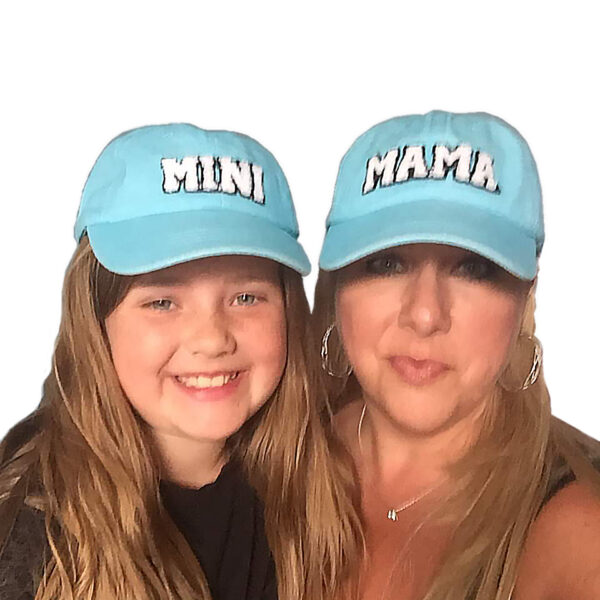 Mama and Mini Baseball Caps, Embroidered Adjustable